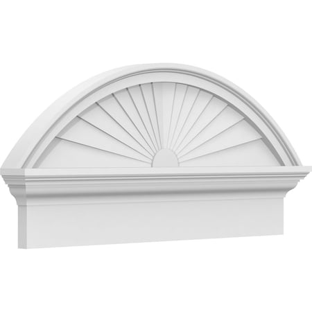 Ekena Millwork Segment Arch Sunburst Architectural Grade PVC Combination Pediment, 30"W x 14-3/8"H x 2-3/4"P PEDPC030X145SEG01